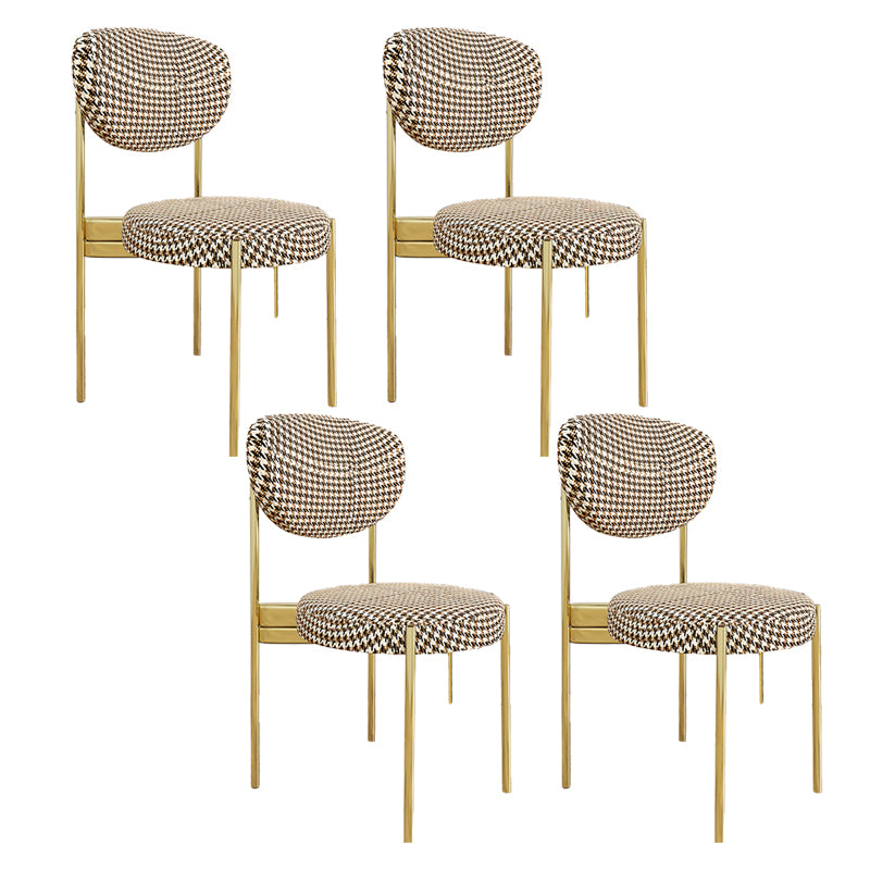 Glam Style Upholstered Side Chair Open Back Dining Side Chair