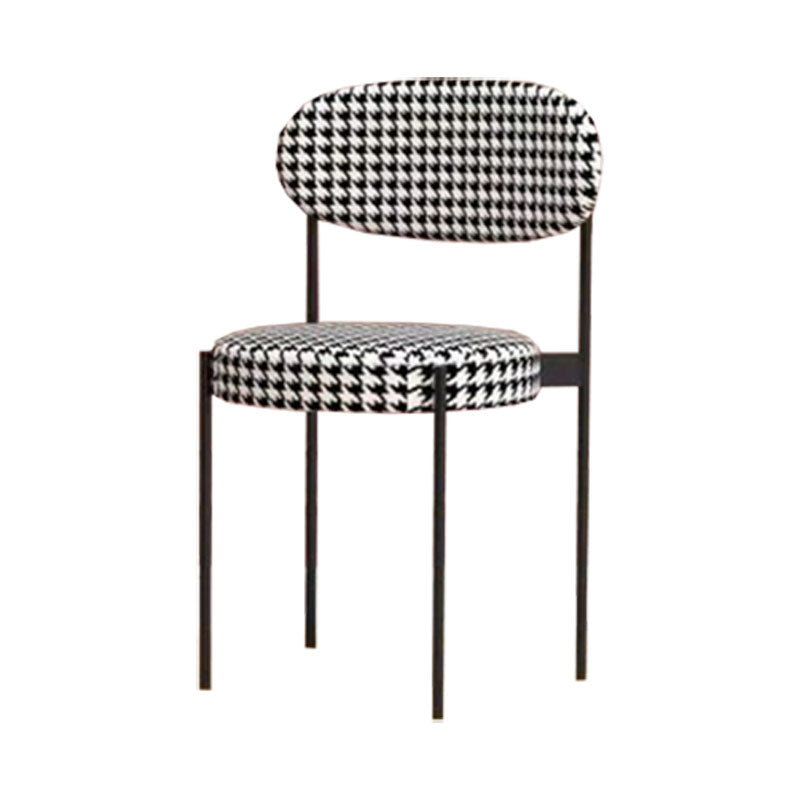 Modern Style Metal Chair Open Back Dining Side Chair with Upholstered