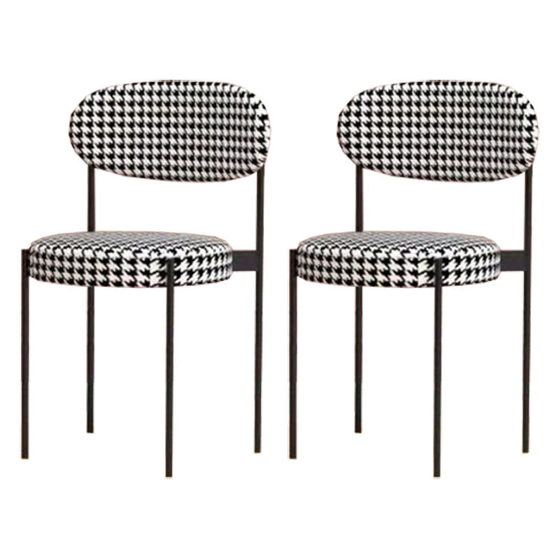 Modern Style Metal Chair Open Back Dining Side Chair with Upholstered