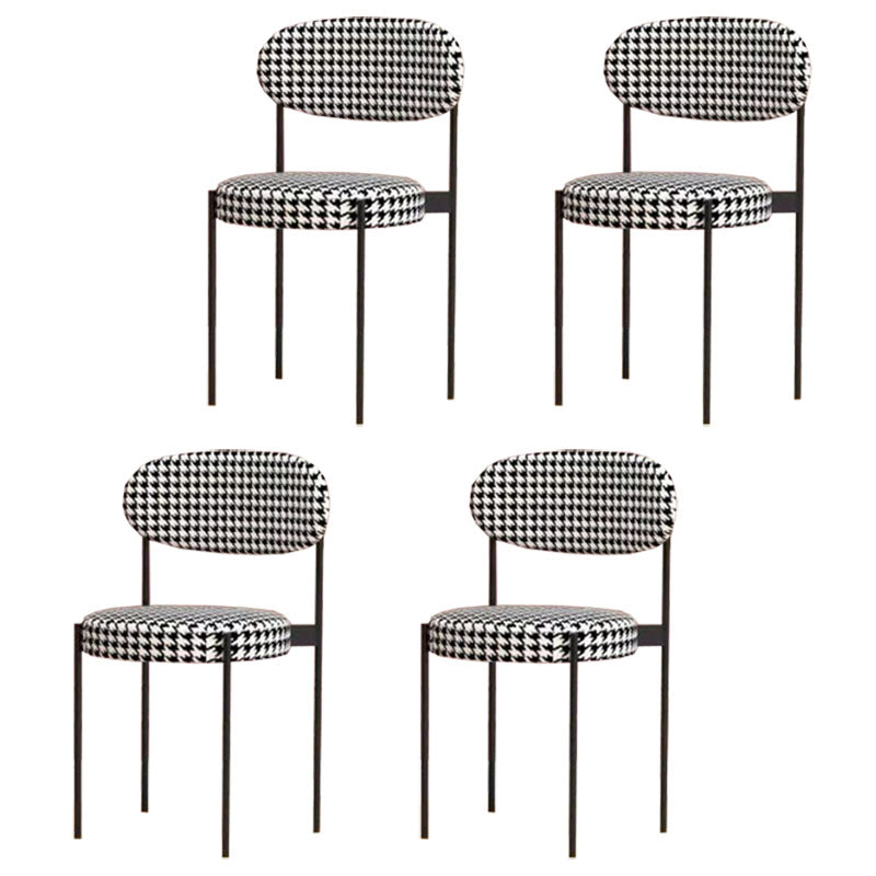 Modern Style Metal Chair Open Back Dining Side Chair with Upholstered