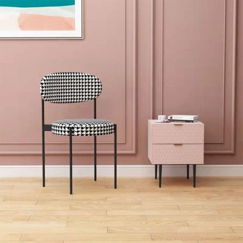 Modern Style Metal Chair Open Back Dining Side Chair with Upholstered