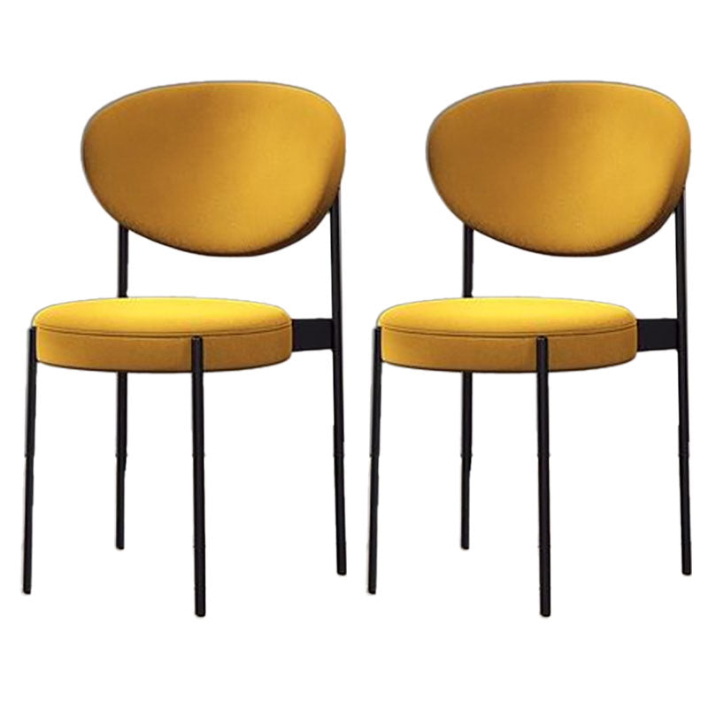 Modern Style Metal Chair Open Back Dining Side Chair with Upholstered