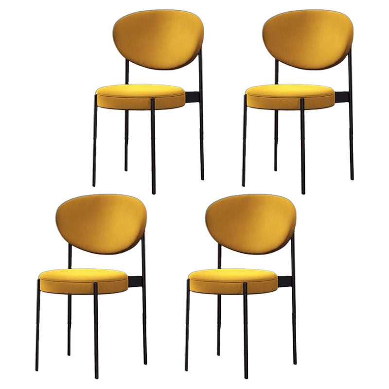 Modern Style Metal Chair Open Back Dining Side Chair with Upholstered