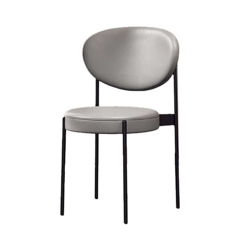 Modern Style Metal Chair Open Back Dining Side Chair with Upholstered