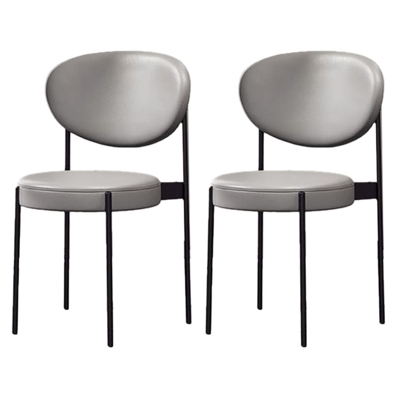 Modern Style Metal Chair Open Back Dining Side Chair with Upholstered