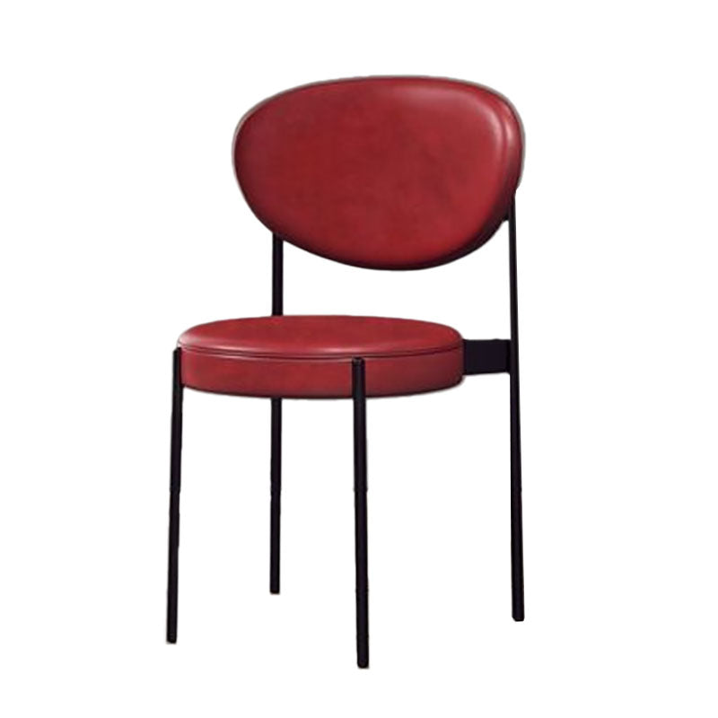 Modern Style Metal Chair Open Back Dining Side Chair with Upholstered