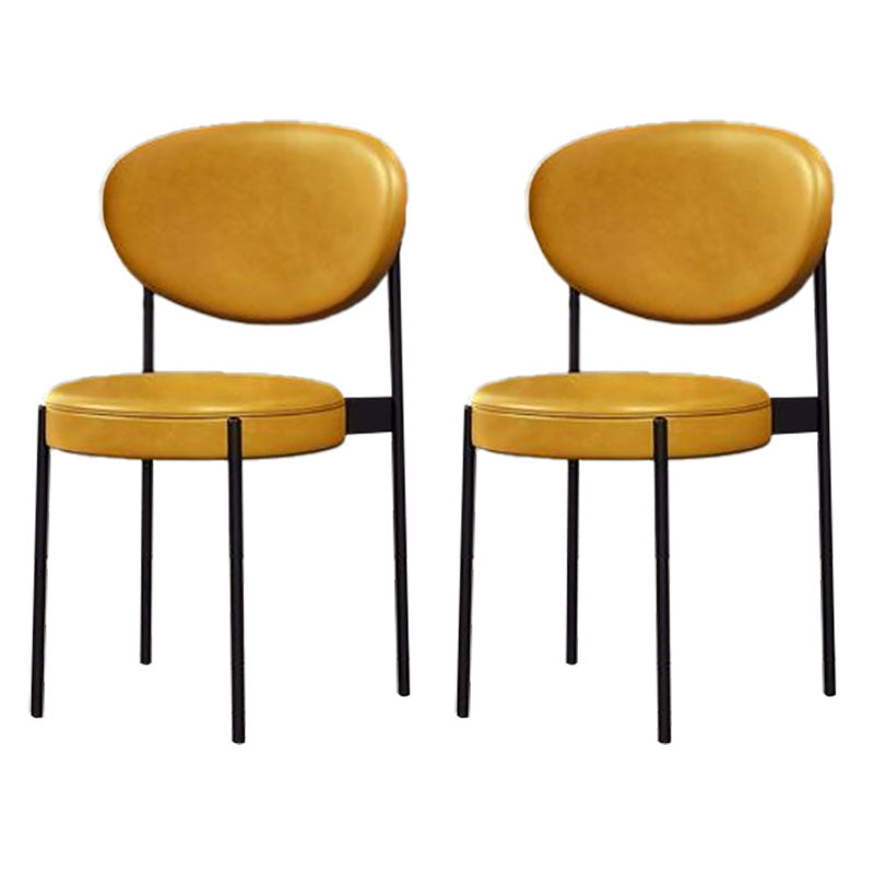 Modern Style Metal Chair Open Back Dining Side Chair with Upholstered