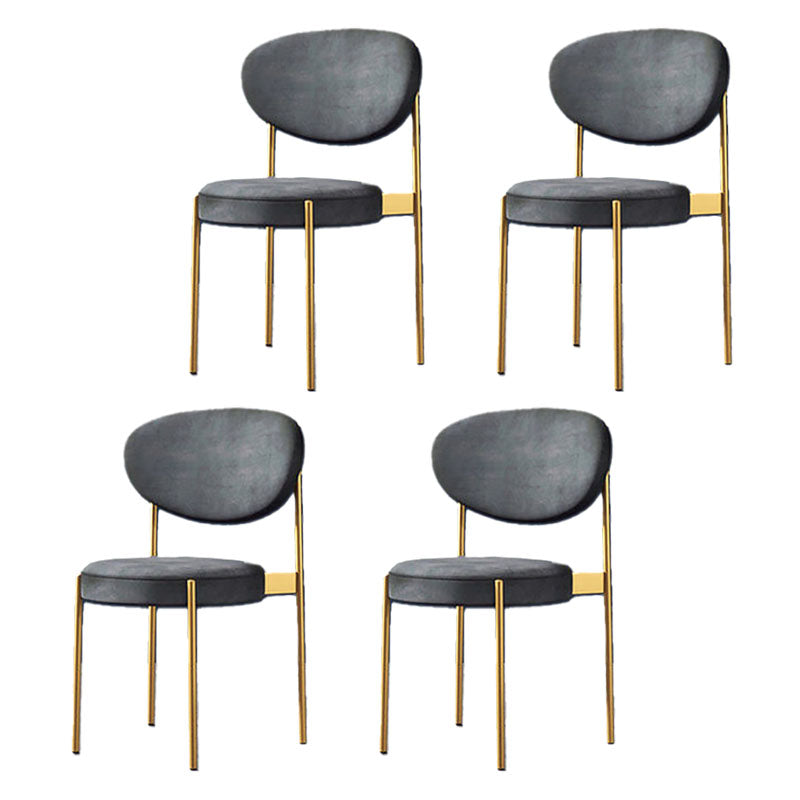Modern Style Metal Chair Open Back Dining Side Chair with Upholstered