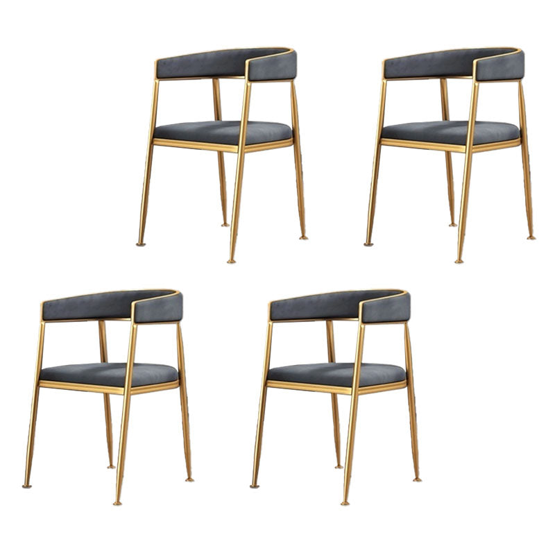 Glam Gold Metal Arm Chair Open Back Dining Side Chair with Upholstered