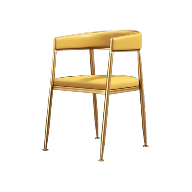 Glam Gold Metal Arm Chair Open Back Dining Side Chair with Upholstered