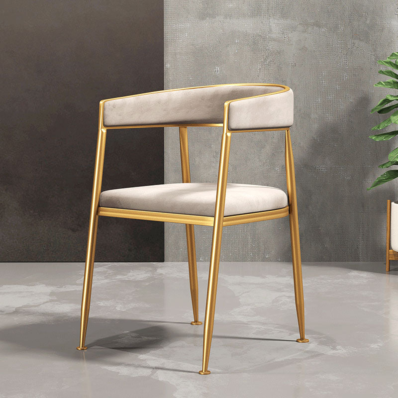 Glam Gold Metal Arm Chair Open Back Dining Side Chair with Upholstered