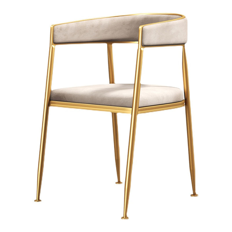 Glam Gold Metal Arm Chair Open Back Dining Side Chair with Upholstered
