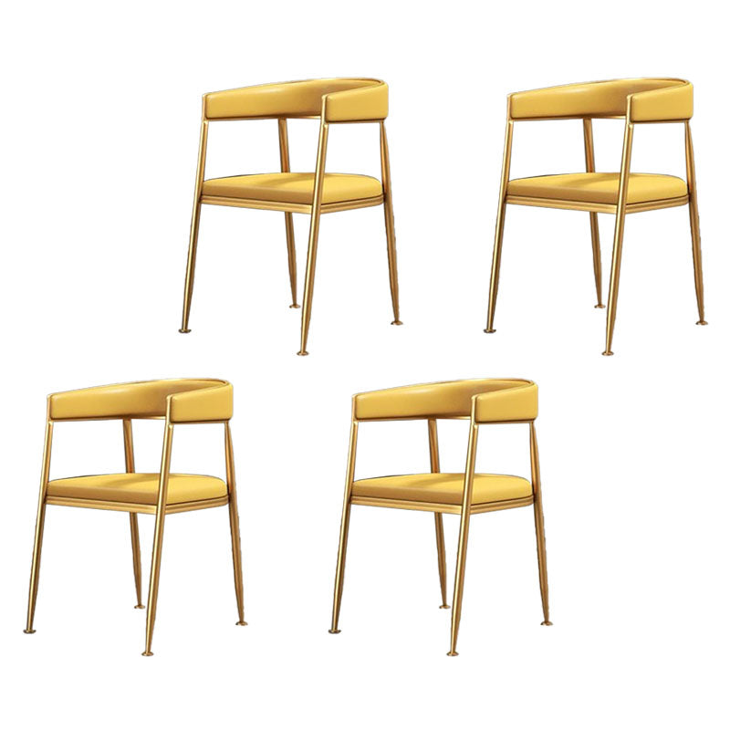Glam Gold Metal Arm Chair Open Back Dining Side Chair with Upholstered
