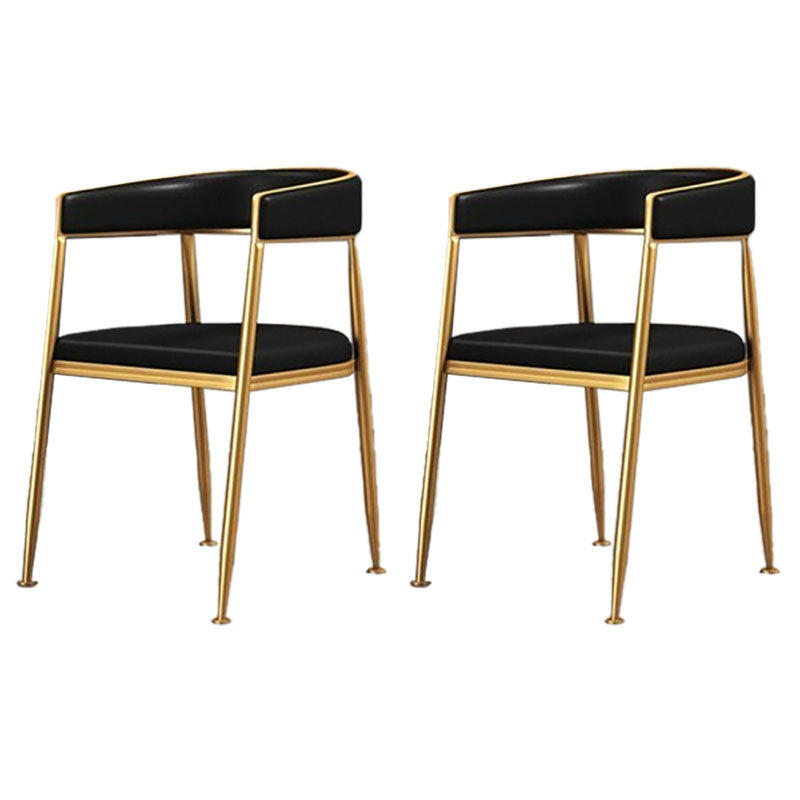 Glam Gold Metal Arm Chair Open Back Dining Side Chair with Upholstered