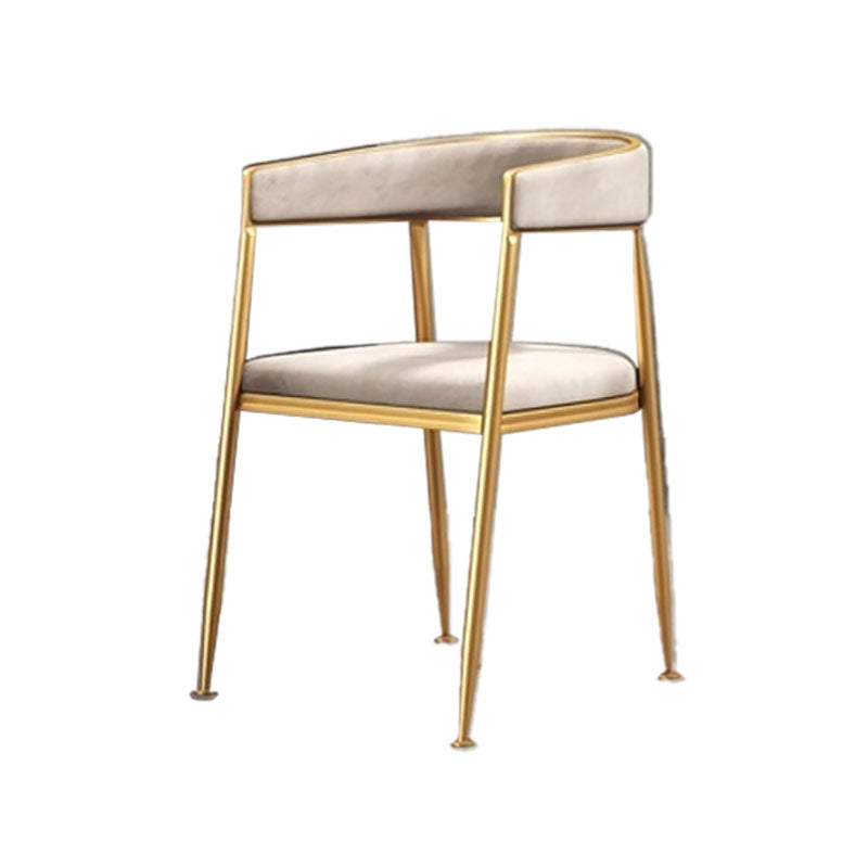 Glam Gold Metal Arm Chair Open Back Dining Side Chair with Upholstered