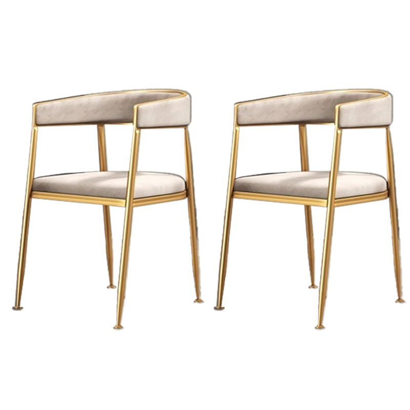 Glam Gold Metal Arm Chair Open Back Dining Side Chair with Upholstered