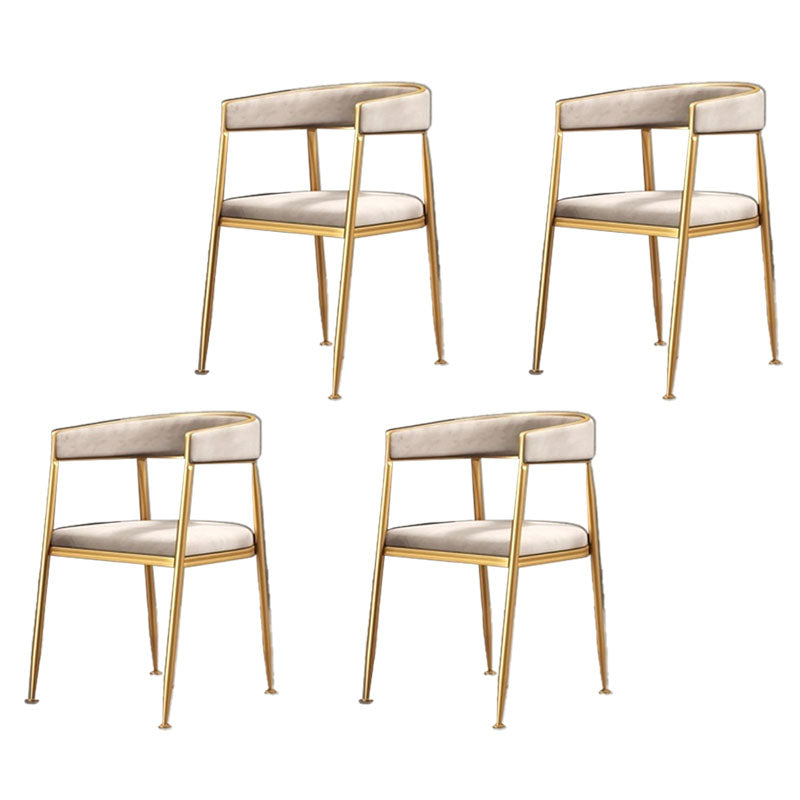 Glam Gold Metal Arm Chair Open Back Dining Side Chair with Upholstered