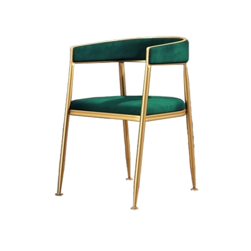 Glam Gold Metal Arm Chair Open Back Dining Side Chair with Upholstered