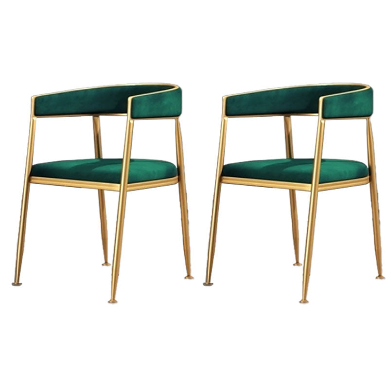 Glam Gold Metal Arm Chair Open Back Dining Side Chair with Upholstered