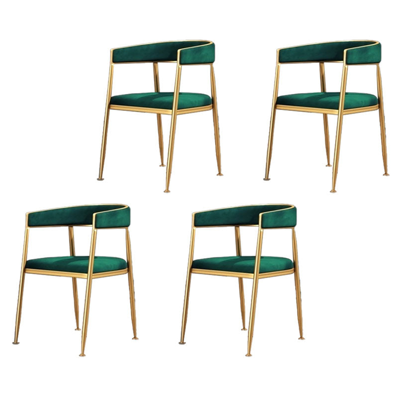 Glam Gold Metal Arm Chair Open Back Dining Side Chair with Upholstered