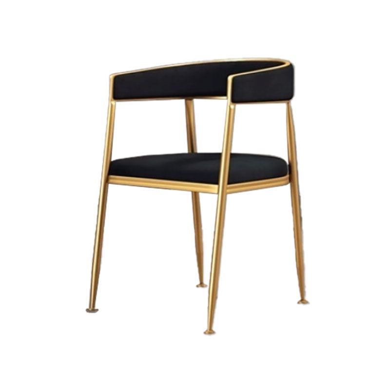 Glam Gold Metal Arm Chair Open Back Dining Side Chair with Upholstered