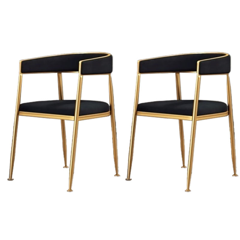 Glam Gold Metal Arm Chair Open Back Dining Side Chair with Upholstered