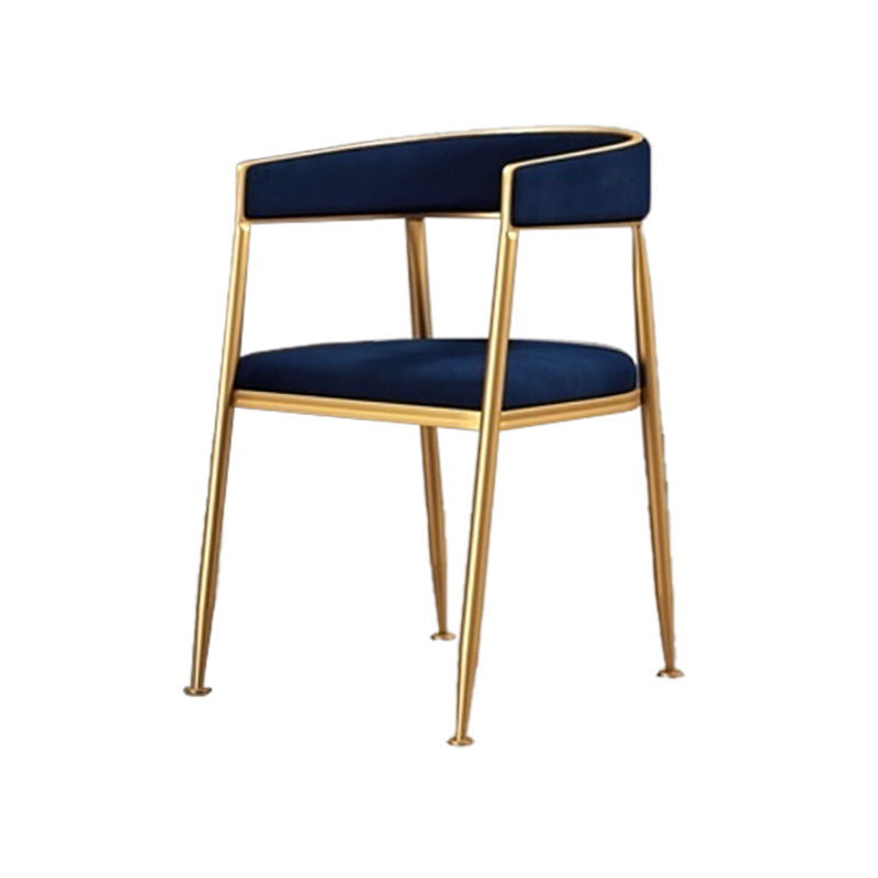 Glam Gold Metal Arm Chair Open Back Dining Side Chair with Upholstered