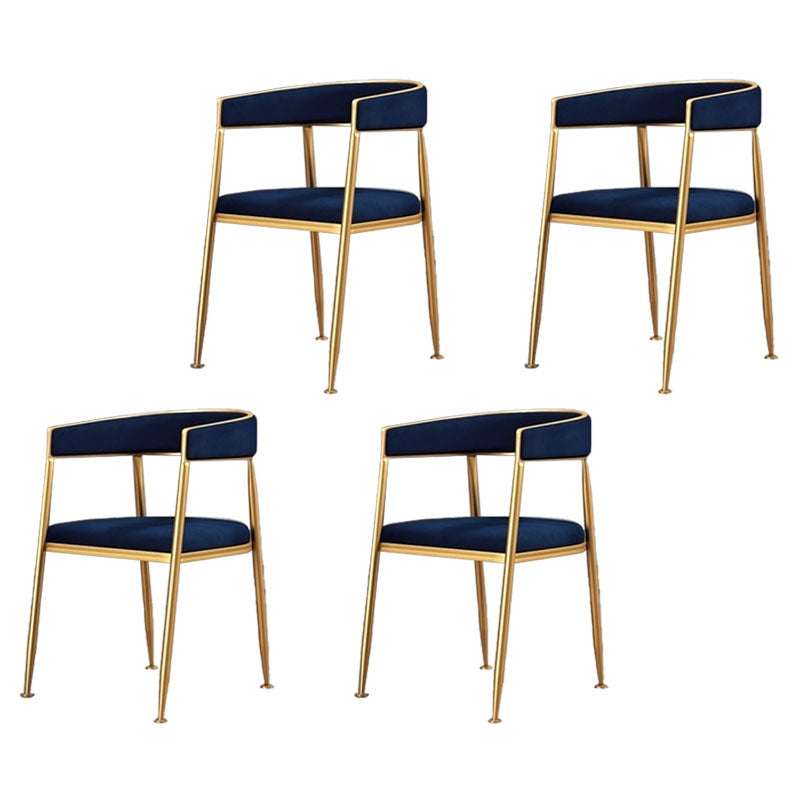 Glam Gold Metal Arm Chair Open Back Dining Side Chair with Upholstered