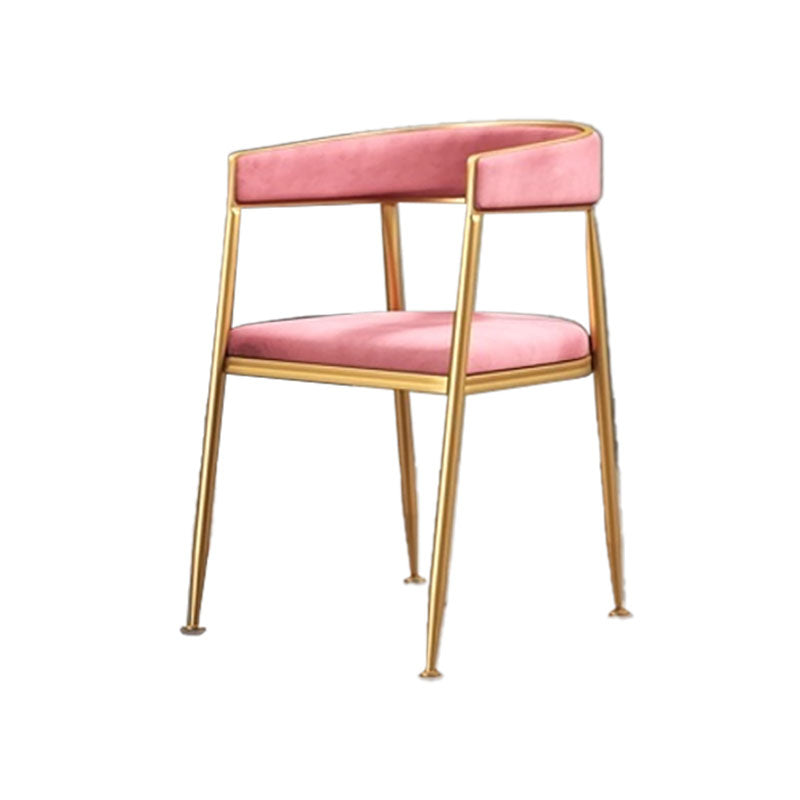 Glam Gold Metal Arm Chair Open Back Dining Side Chair with Upholstered