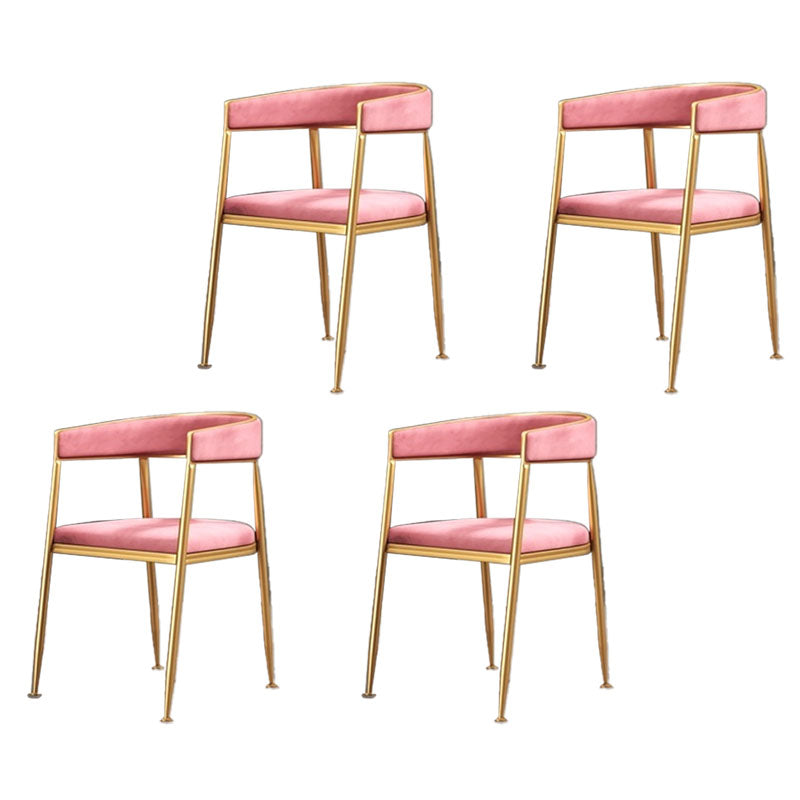 Glam Gold Metal Arm Chair Open Back Dining Side Chair with Upholstered