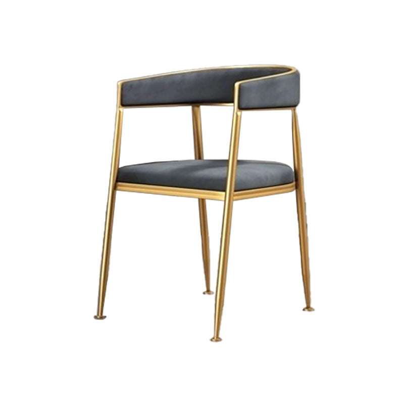 Glam Gold Metal Arm Chair Open Back Dining Side Chair with Upholstered