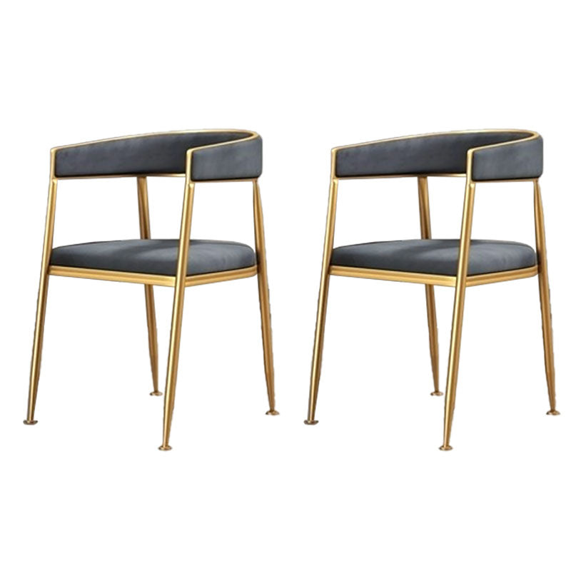 Glam Gold Metal Arm Chair Open Back Dining Side Chair with Upholstered