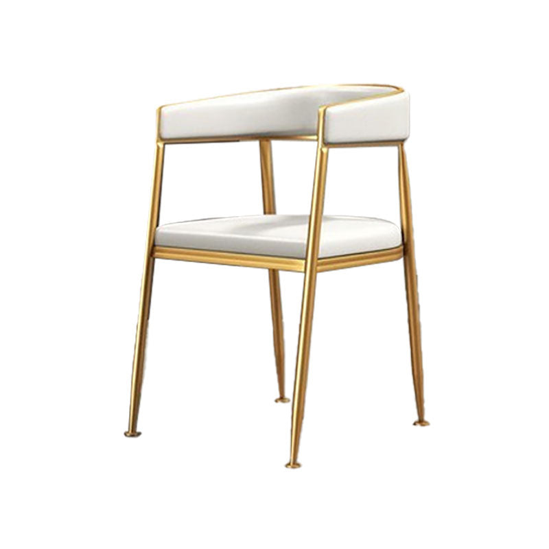 Glam Gold Metal Arm Chair Open Back Dining Side Chair with Upholstered