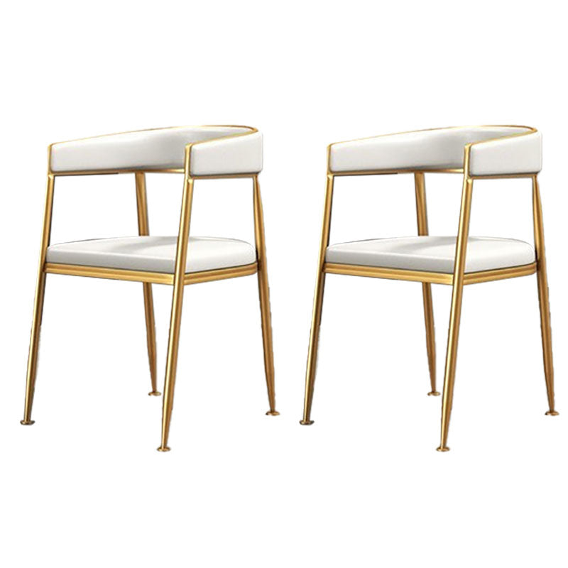 Glam Gold Metal Arm Chair Open Back Dining Side Chair with Upholstered