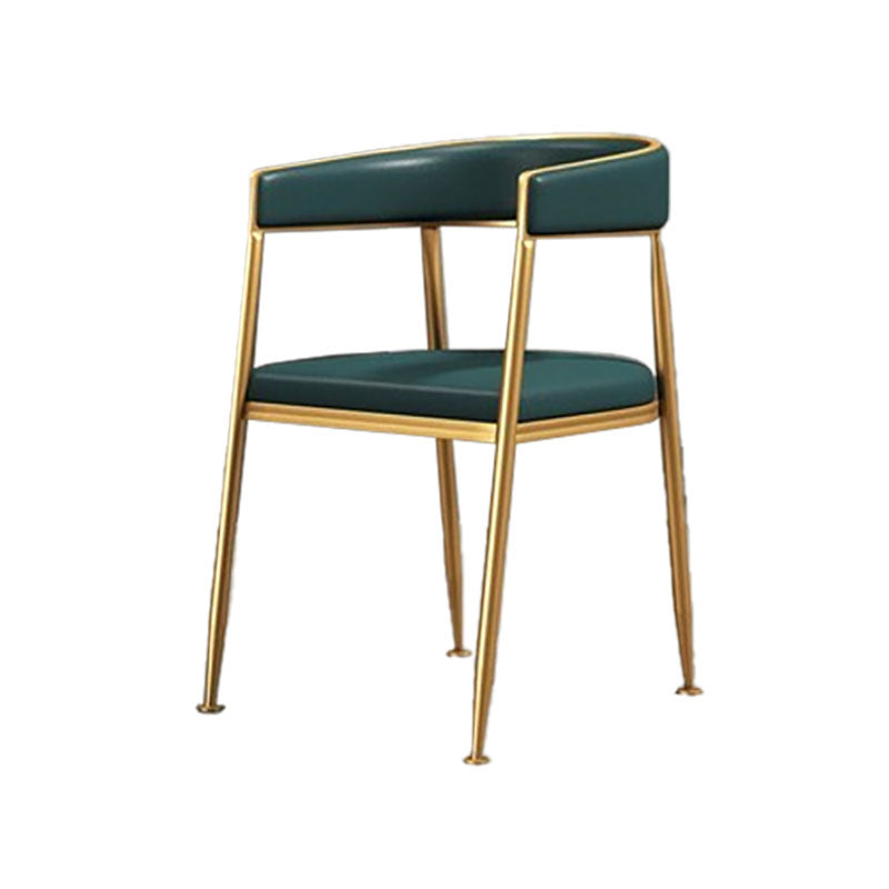 Glam Gold Metal Arm Chair Open Back Dining Side Chair with Upholstered
