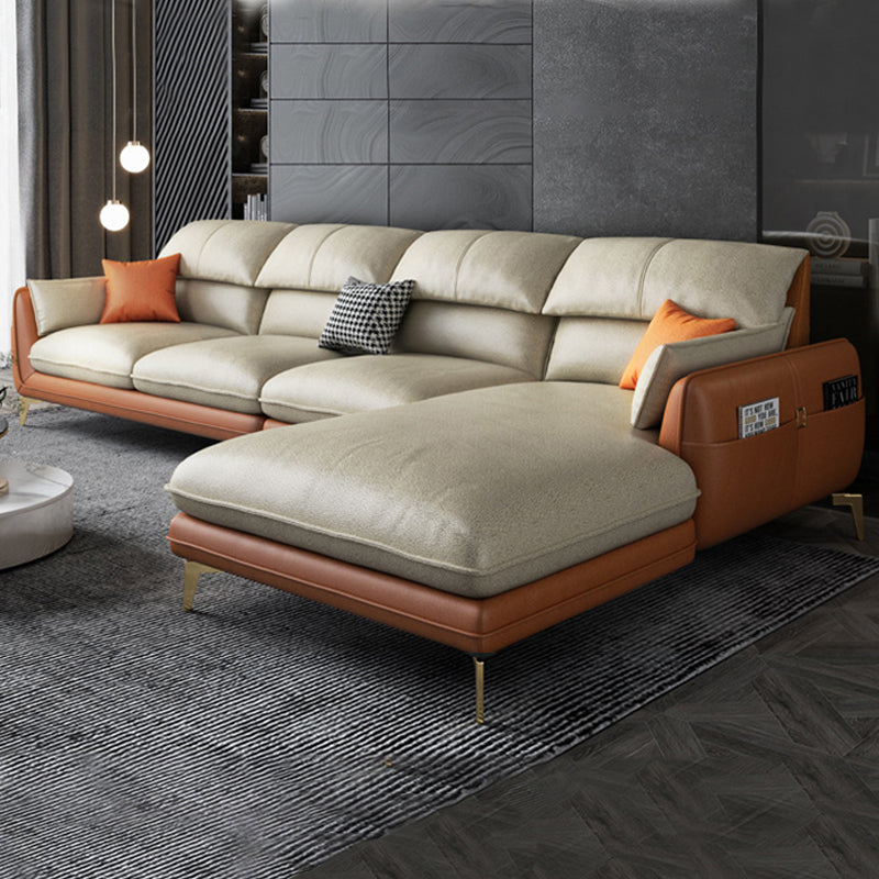 Scandinavian Right Hand Facing Sectional Fabric Sofa and Chaise with Storage