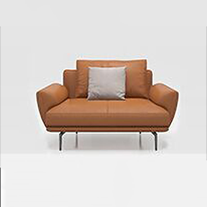 Tan Recessed Arm Sectionals Pillowed Back Cushions Corner Sofa