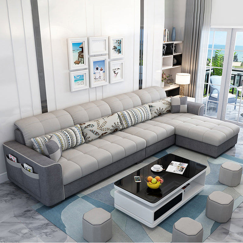 Modern Square Arm Sectionals 106.3"L High Back Sofa and Chaise with Storage