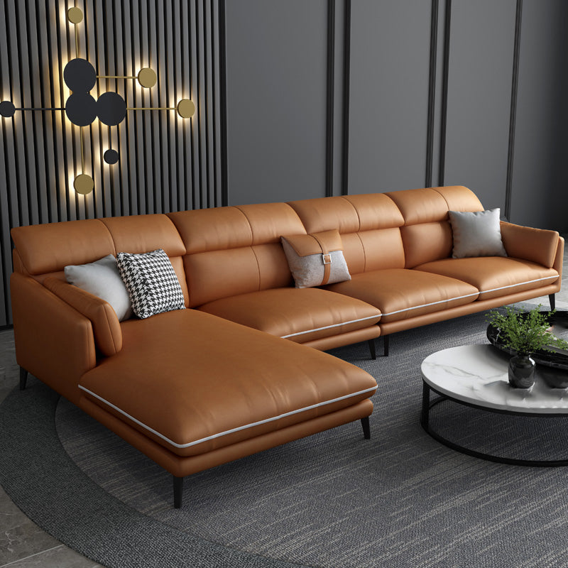 Faux Leather Recessed Arm Sofa Stain-Resistant Sectional with Pillowed Back