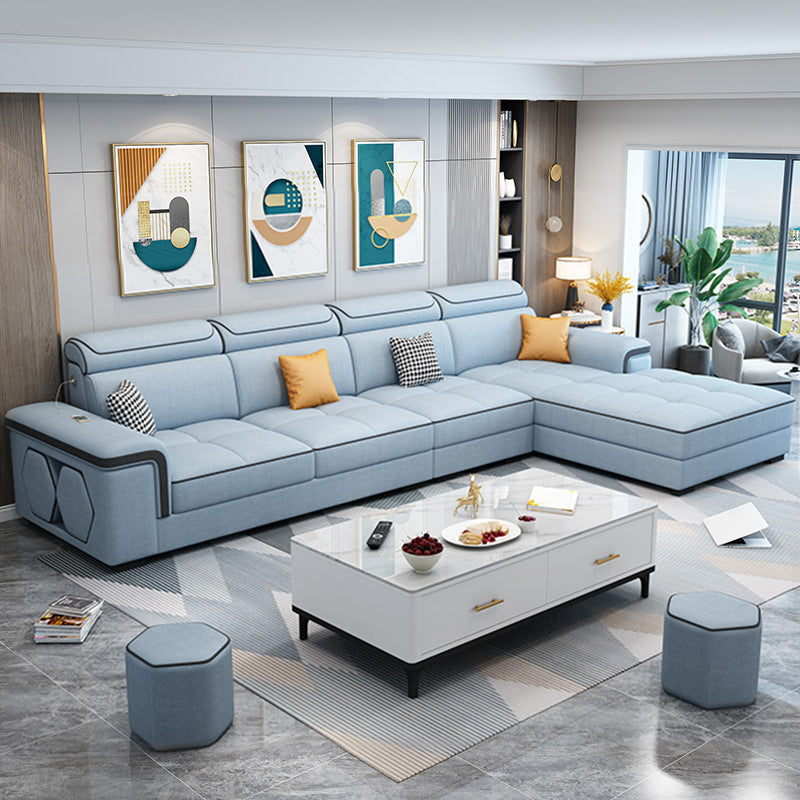 Moderne 70-"-D-L-Form-Abschnitte rechtsgerichtete Sofa mit reversibler Chaise für das Wohnzimmer