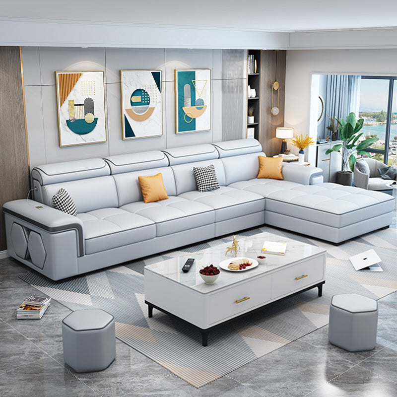 Moderne 70-"-D-L-Form-Abschnitte rechtsgerichtete Sofa mit reversibler Chaise für das Wohnzimmer