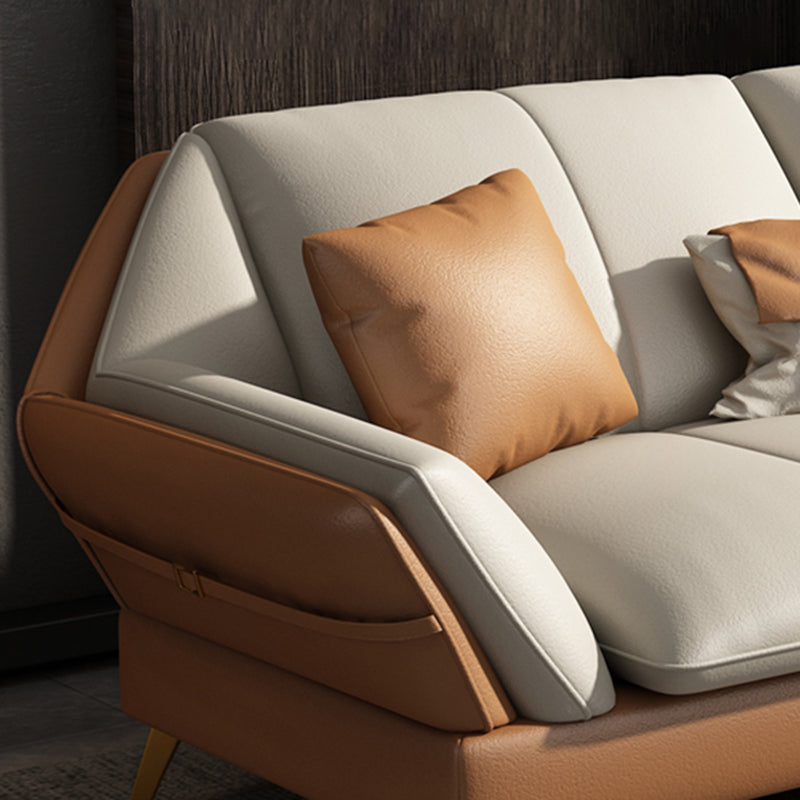 Faux cuscino in pelle posteriore sezionale da 32,68 "divano braccio top a cuscino alto con conservazione