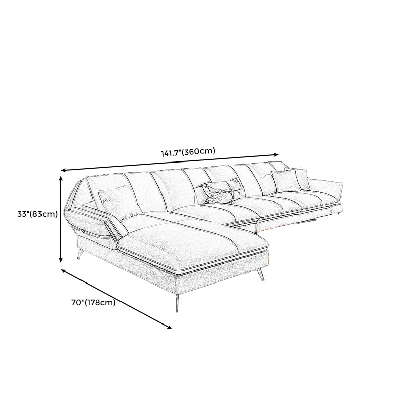 Faux cuscino in pelle posteriore sezionale da 32,68 "divano braccio top a cuscino alto con conservazione