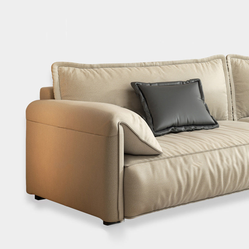 Ivory Stain Resistant Settee Furniture Faux Leather Pillow Top Arm Setee