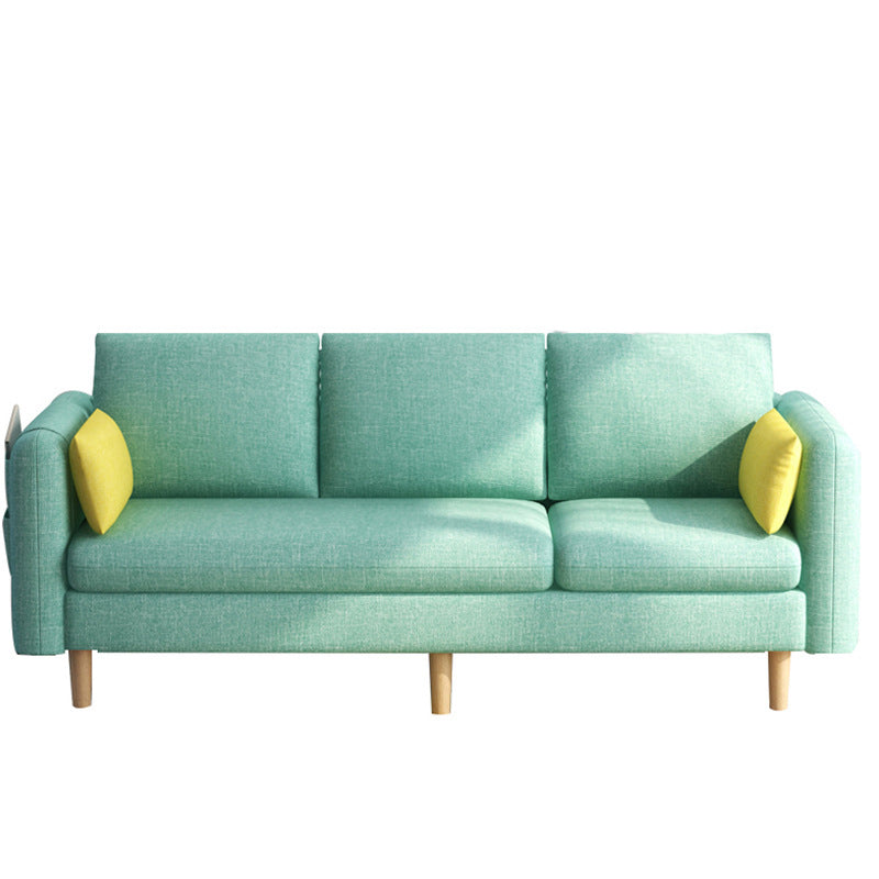 Modern Wood Legs Standard Sofa Fabric Loose Back Square Arm Sofa
