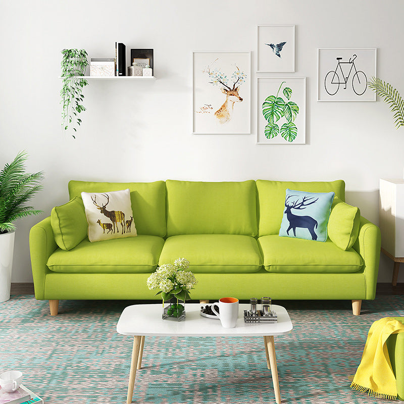 Fabric 3 Seater Settee Furniture Square Arm Standard Sofa with 3 Pillows