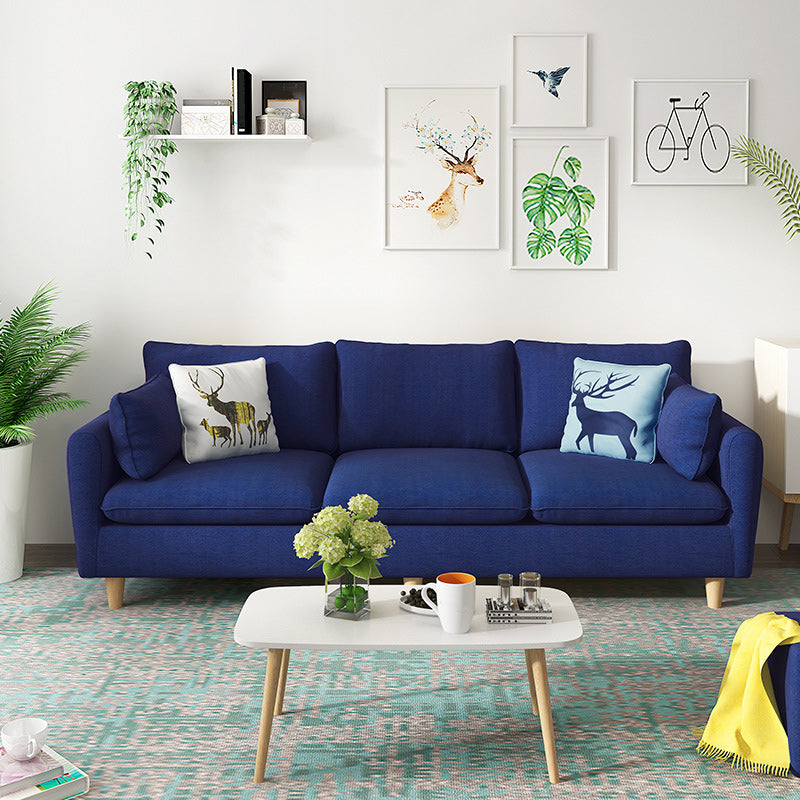 Fabric 3 Seater Settee Furniture Square Arm Standard Sofa with 3 Pillows