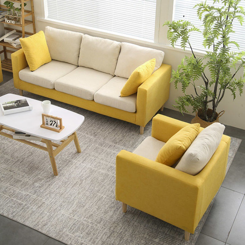 Polish Finish Sofa Square Arm Sofa Loose Back Loveseat For Apartment and Room