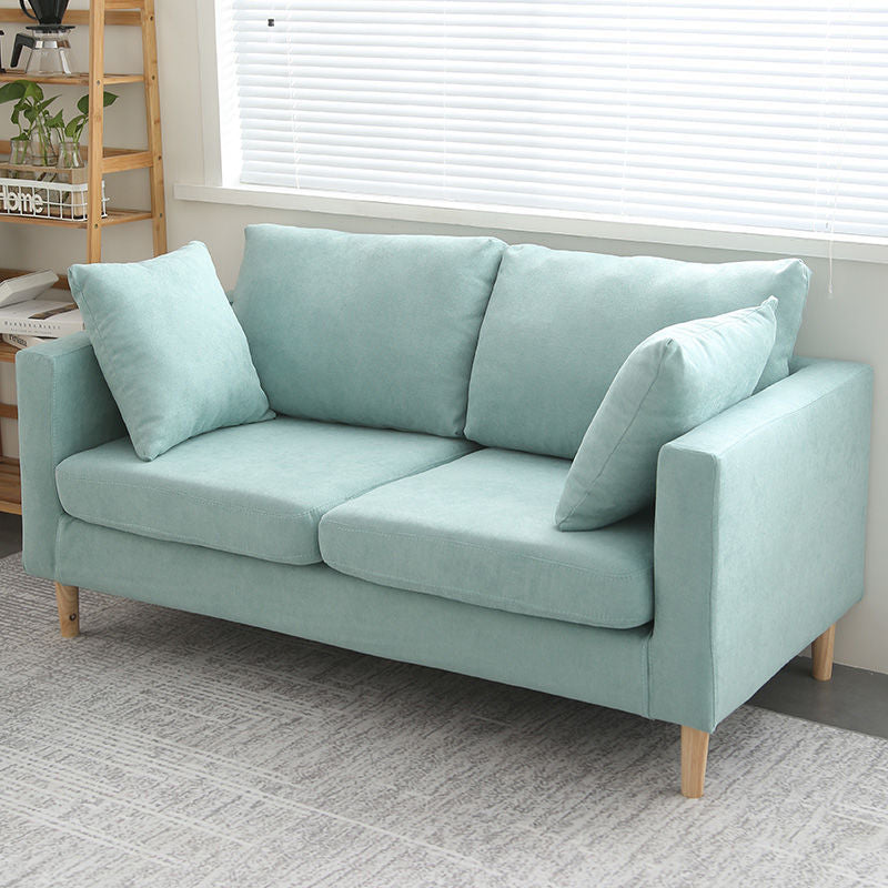 Polish Finish Sofa Square Arm Sofa Loose Back Loveseat For Apartment and Room
