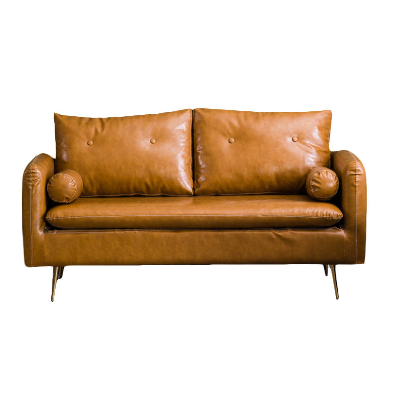 Sofá de brazo cuadrado con mechones de mediados de siglo Moderno 30.7 "H Faux Leather Sofa